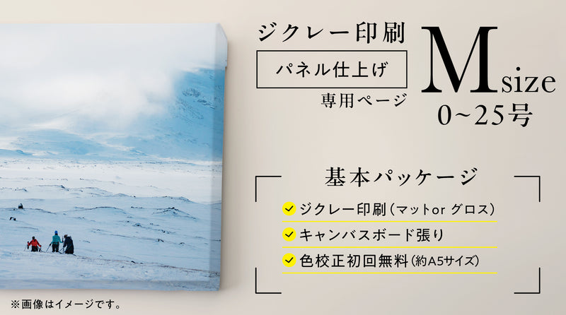 ジクレー印刷【パネル仕上げ】 (Mサイズ・0~25 号)