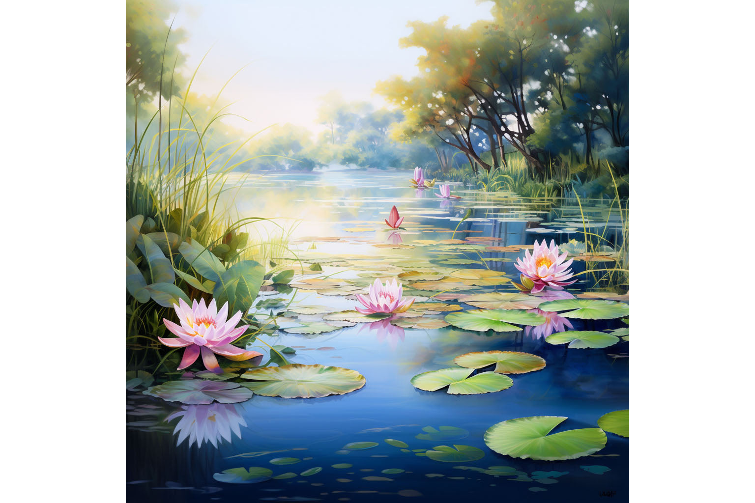 Water lilies on the surface of the water