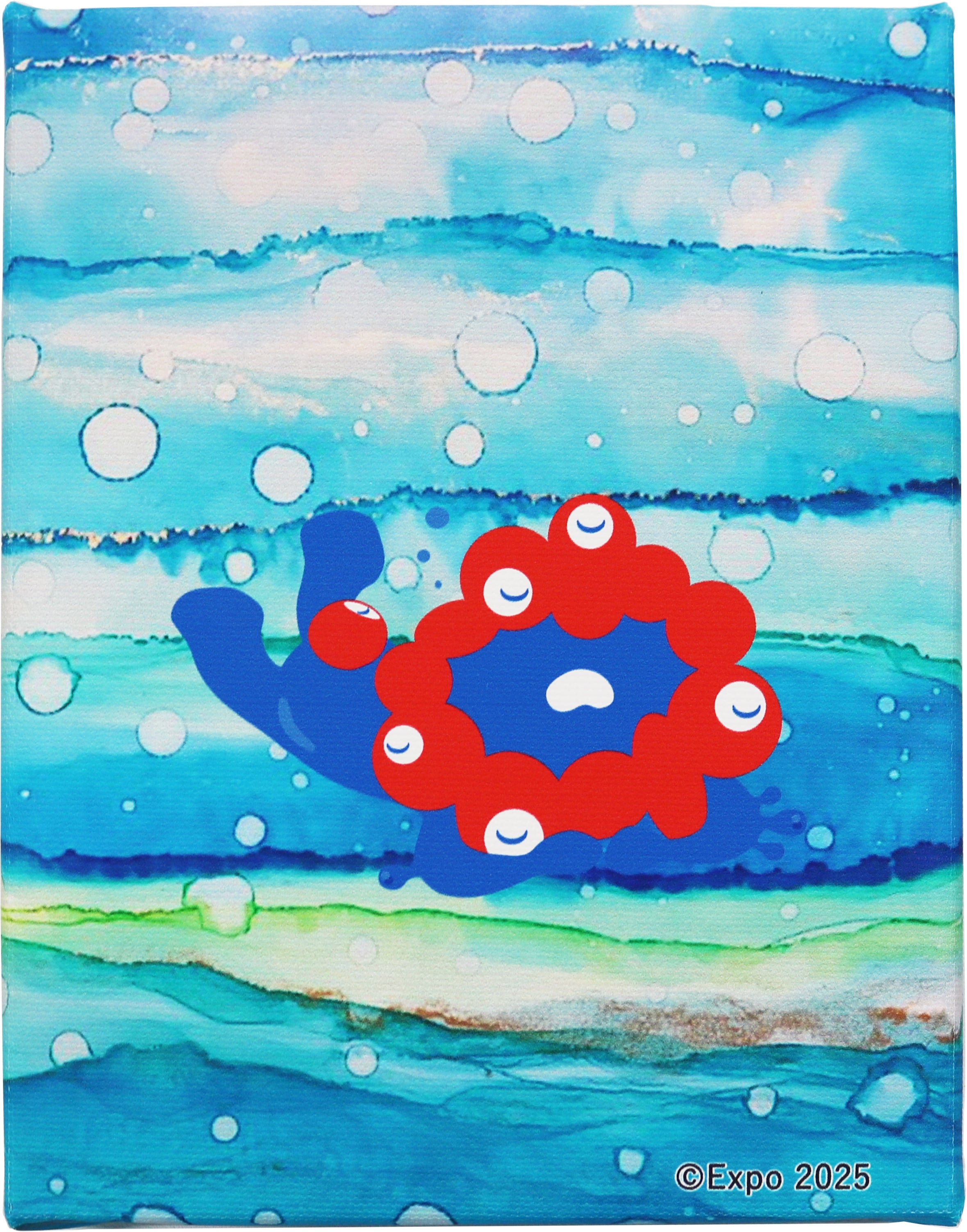 完売品 ミャクミャク キャンバスジクレー印刷 るんるん花柄 S0号